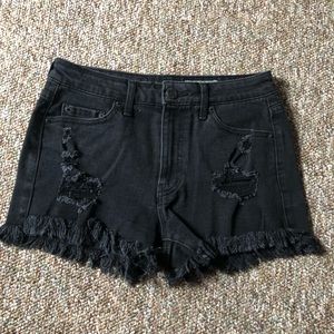 Aeropostal High Waisted Distressed Black Jean Shorts
